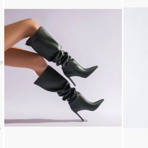 Stunning Larroude x Jennifer Fisher Dark Green Heeled Boots size 10